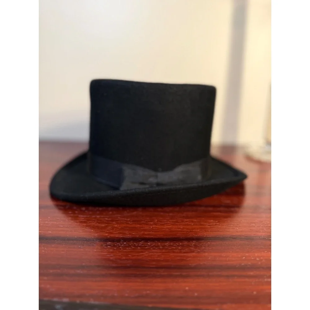 Free Authority Black 100% Wool Top Hat Formal Costume Magician OSFM RN115665